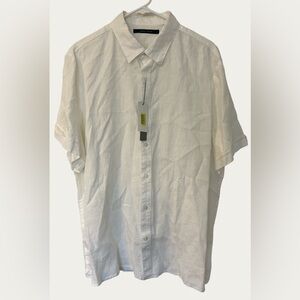 NWT Perry Ellis White Linen Button Down Shirt Size XL Beach‎ Wedding